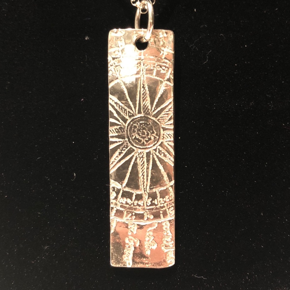Sterling Compass Pendant Necklace 18”